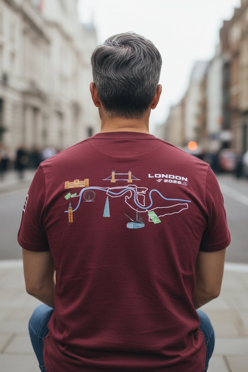 Corral Running London men's crewneck t-shirt front view 